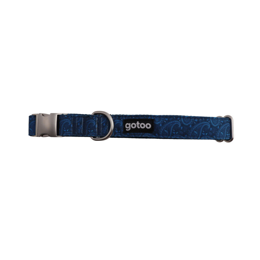 Gotoo Collar estampado cachemira cl&aacute;sica azul para perros, , large Imagen numero 1