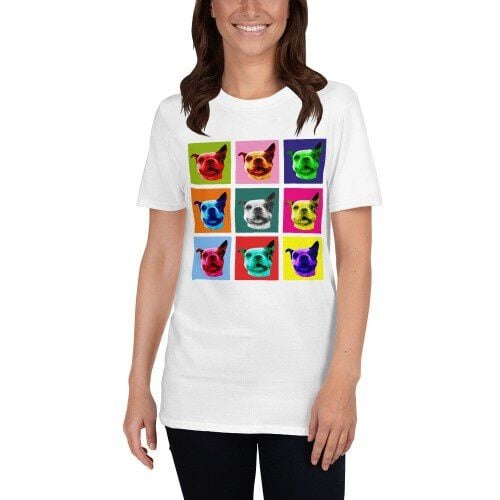 Mascochula camiseta mujer warhol personalizada con tu mascota blanco thumbnail