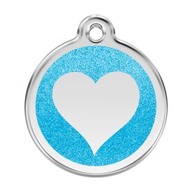 Red dingo Placa identificativa Purpurina Corazón Aqua para perros
