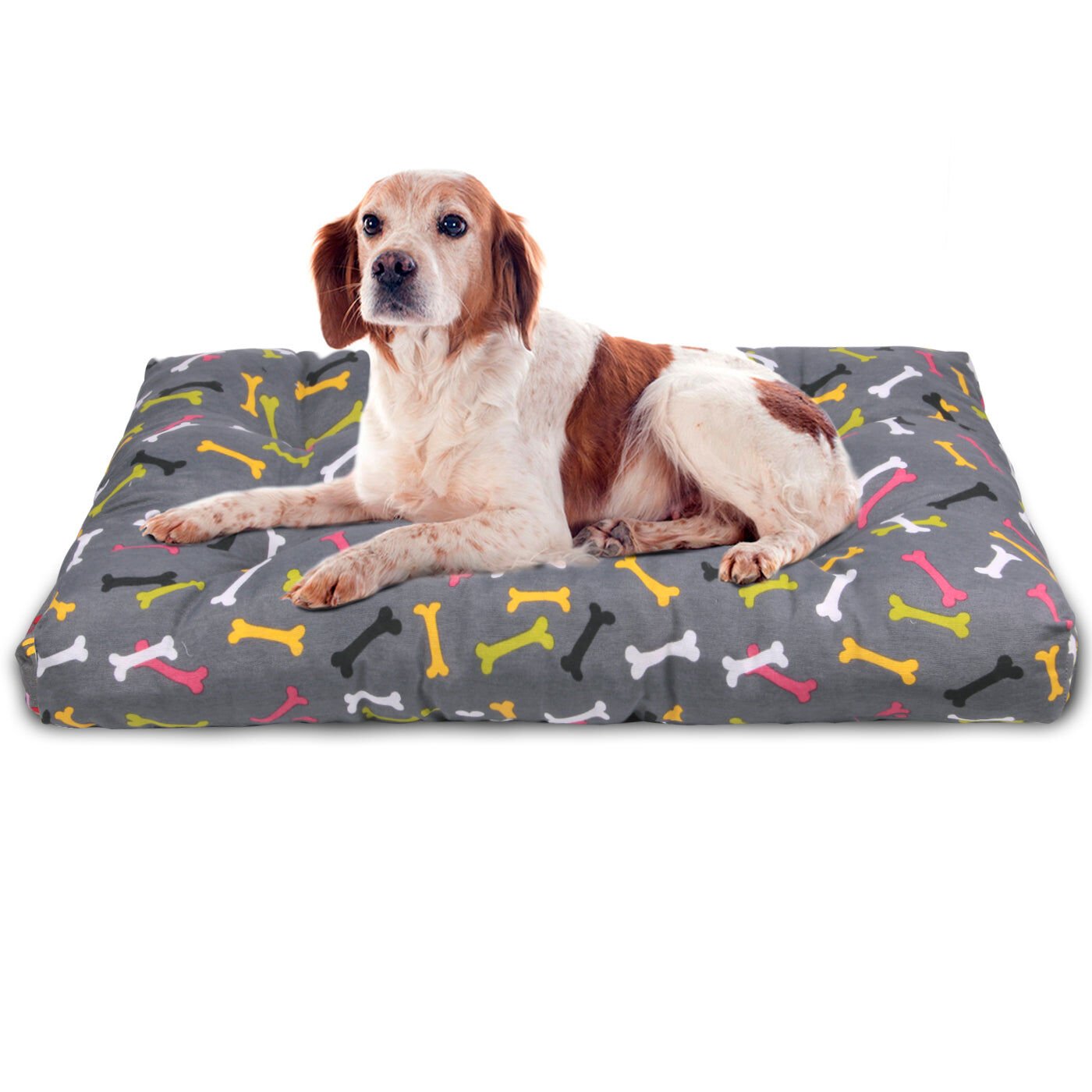 HOME MERCURY- Cama de Mascota, Colch&oacute;n para Perro, Colchoneta Reversible Estampada Relleno de Espuma para Interior y Exterior. (Medium, Huesos), , large Imagen numero 1