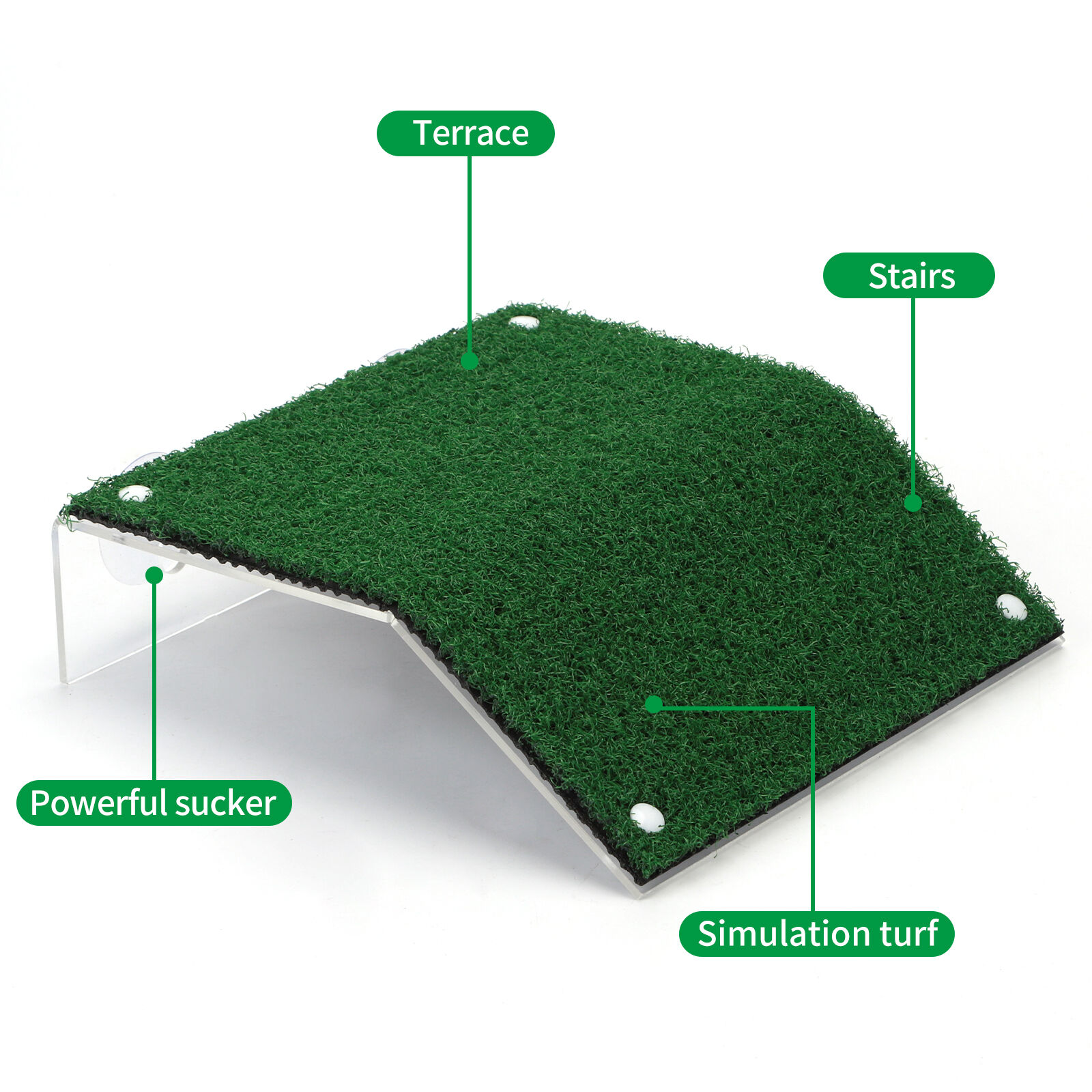 Nobleza - Plataforma Tortugas, Verde realista C&eacute;sped Tortugas Basking Plataforma con Ventosas, para Tortuga o Reptil, L20*W21CM, , large Imagen numero 2