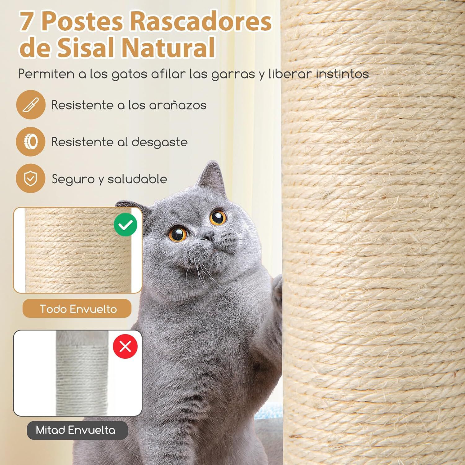 COSTWAY Árbol para Gatos Alto de 151 cm, Poste Rascador Multicamada con Condominio, Alfombra y Cama para Gatos, Hamaca, Cojín Lavable, Centro de Actividades Multifuncional para para Gatos thumbnail