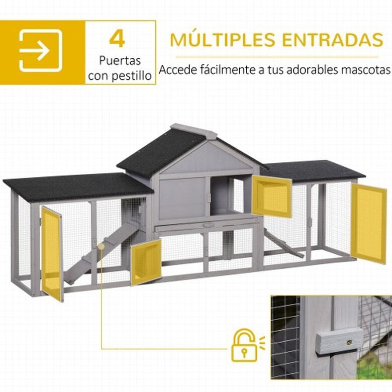 PawHut conejera jaula exterior de madera grande para conejos thumbnail