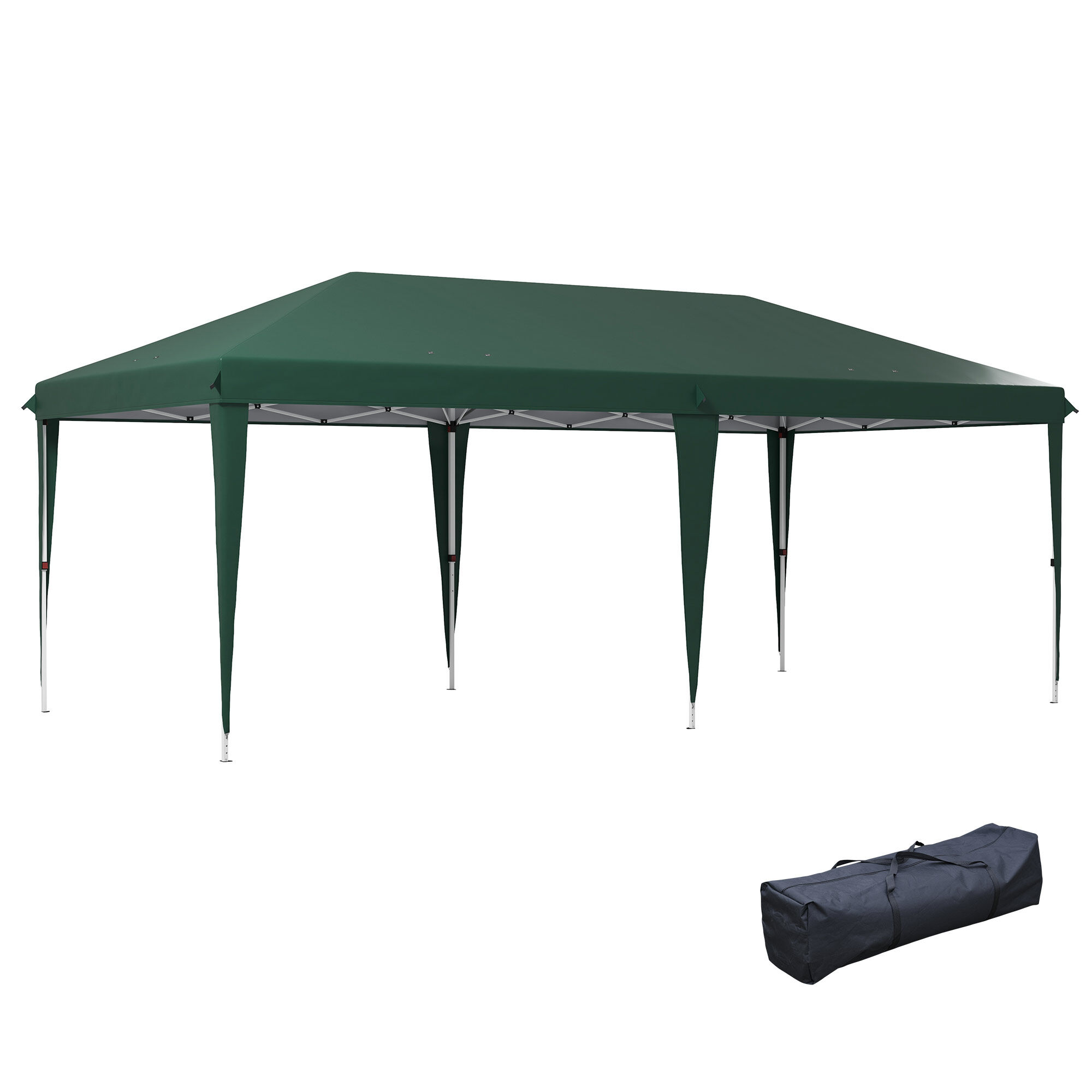 Outsunny Carpa Plegable 6x3 m Cenador de Jard&iacute;n Gazebo con Altura Ajustable en 3 Niveles Bolsa de Transporte Marco de Acero Anti-UV para Patio Fiestas Camping Verde, , large Imagen numero 1
