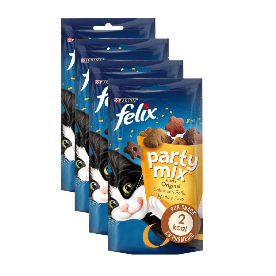 4 bolsitas x  60 g Felix Party Mix Original Bocaditos para gatos &iexcl;Pack ahorro!, , large Imagen numero 1
