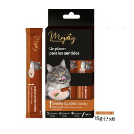 Majesty Pollo con Ternera snack l&iacute;quido para gatos