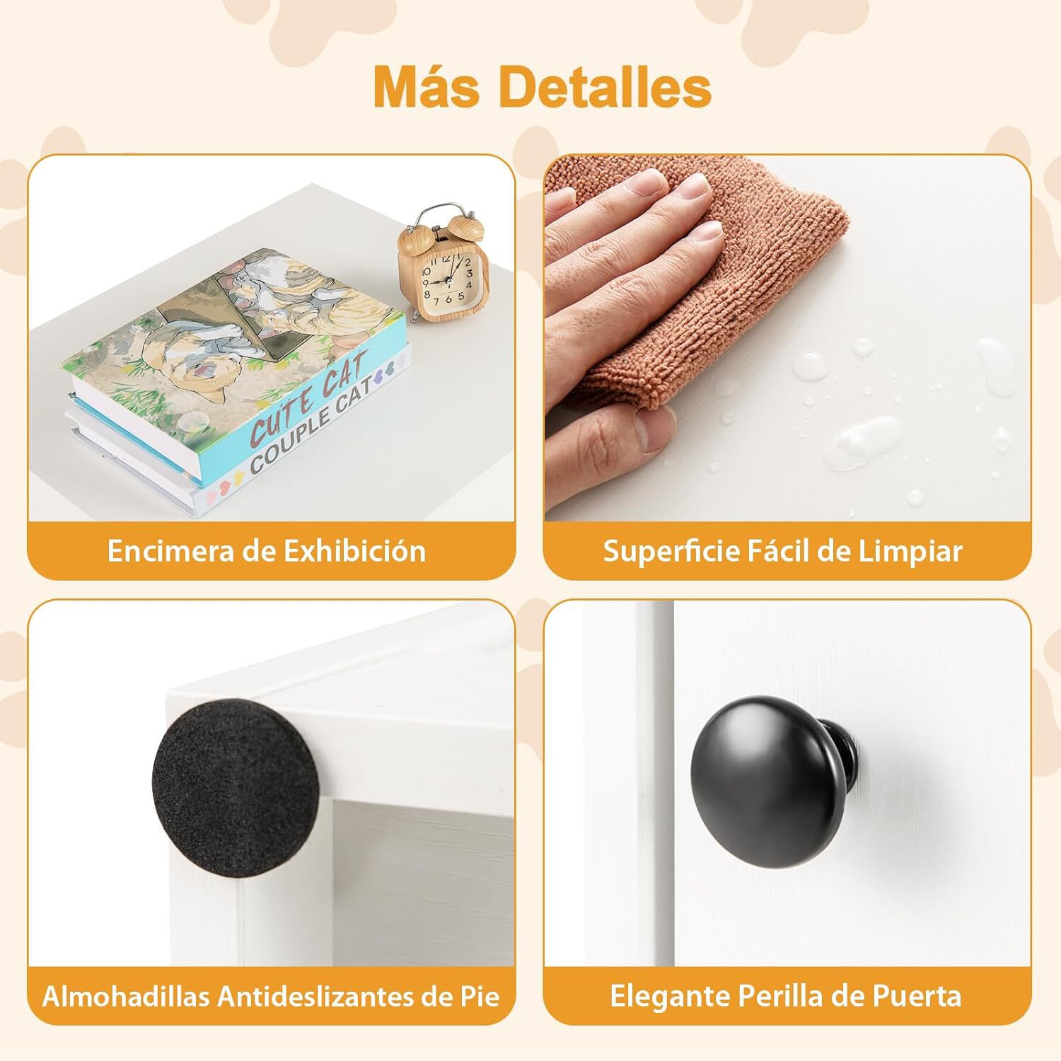 COSTWAY Caja de Arena para Gatos, Mueble para Caja de Arena Oculta para Mascotas, Gran Orificio para Gatos, Almohadillas Antideslizantes de Pie, Muebles de Madera para Salón, 51 x 47 x 57 cm thumbnail