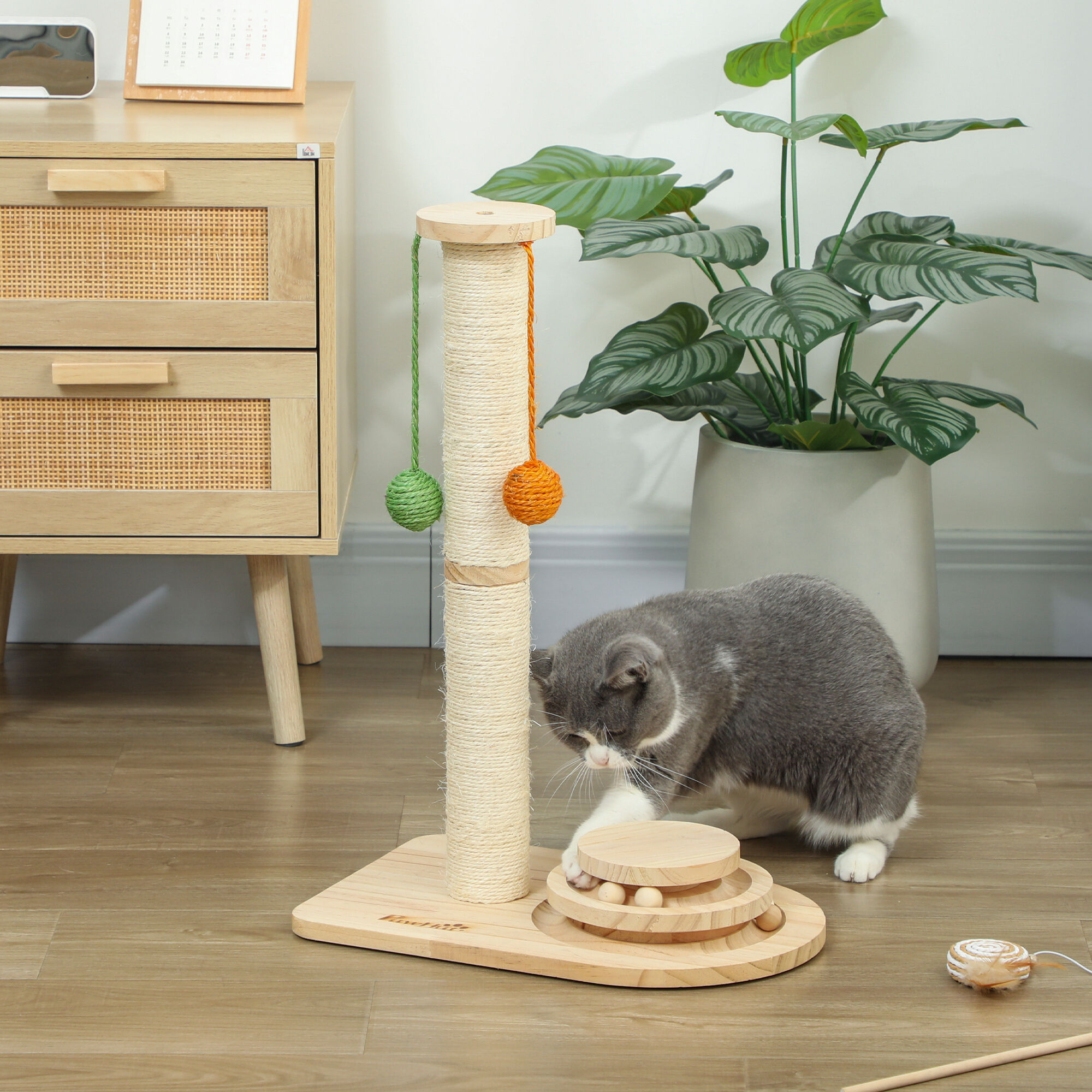 PawHut Rascador para Gatos Madera Natural, , large Imagen numero 2