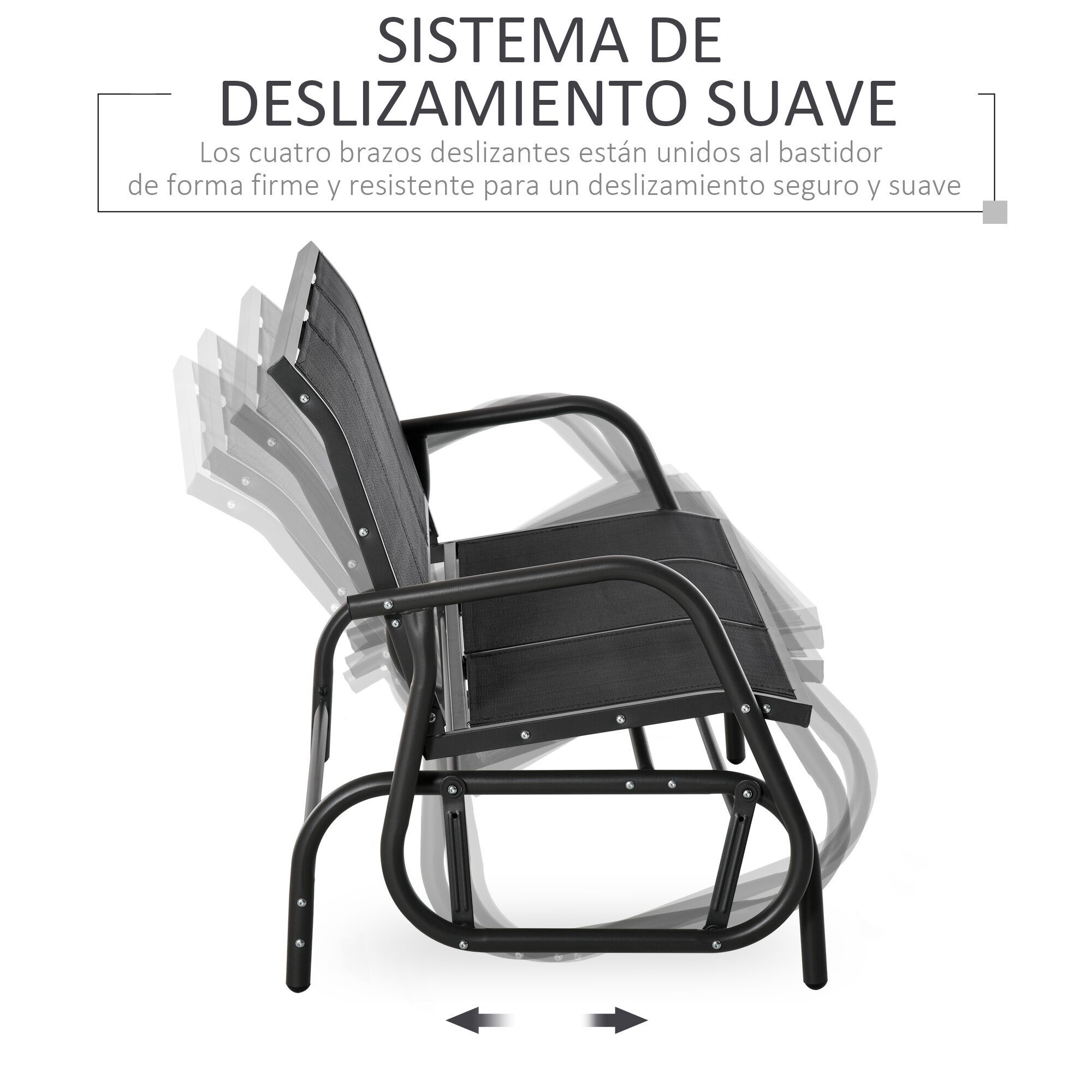 Outsunny Banco de Jard&iacute;n Negro, , large Imagen numero 4