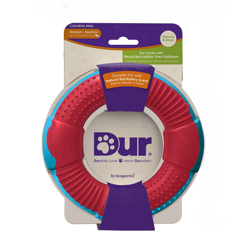 Juguete Aro Mordedor rojo y azul con aroma mora 13cm para perros, , large Imagen numero 2