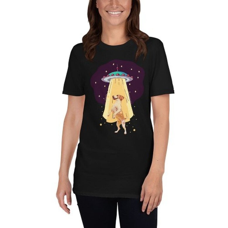 Mascochula camiseta mujer abduction personalizada con tu mascota negra, , large image number null