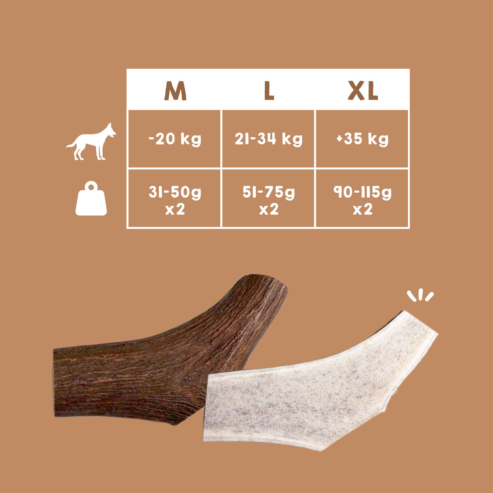 MAIKAI Asta de Ciervo Partida para Perro Pack de 2 - Mordedor Natural para Perros thumbnail