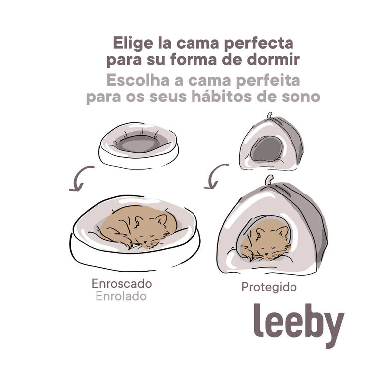 Leeby Cama Redonda Antiestrés de Pelo Gris para gatos thumbnail