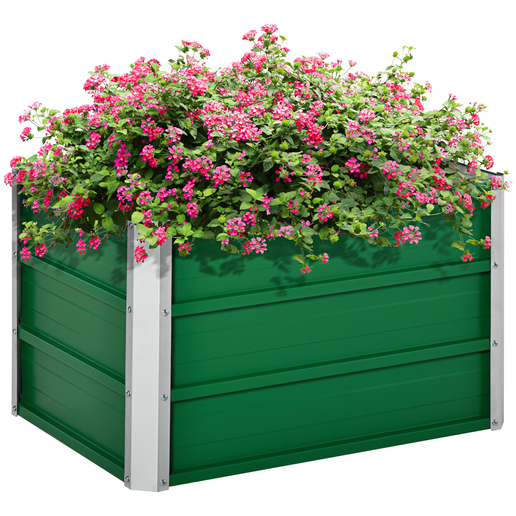 Outsunny Arriate Alto de Jard&iacute;n de Acero Incluye Guantes Huerto Urbano Jardinera Macetero Rectangular para Cultivos Plantas Flores para Exterior Terraza Balc&oacute;n 66x47x40 cm Verde, , large Imagen numero 1