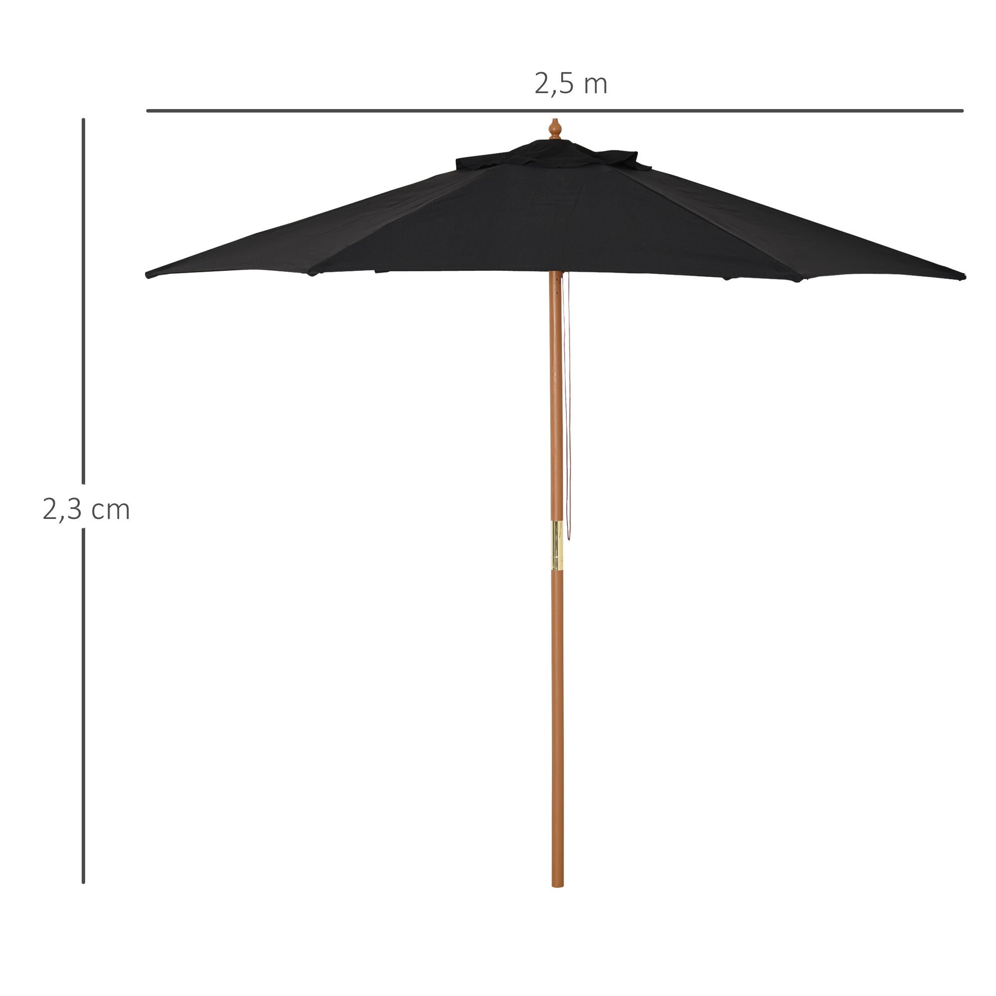 Outsunny Sombrilla Parasol De Madera Para Exterior Negro thumbnail
