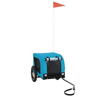 VidaXL Oxford Remolque de bicicleta de hierro tela Azul para perros