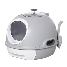 PawHut Arenero Cubierto con Cajón Gris para Gatos