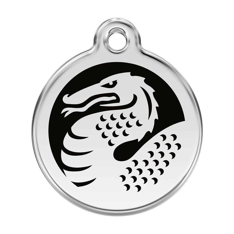 Placa identificativa Acero Inoxidable Esmalte Dragon Negro para perros, , large Imagen numero 1