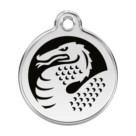 Red Dingo Placa identificativa Acero Inoxidable Esmalte Dragon Negro para perros