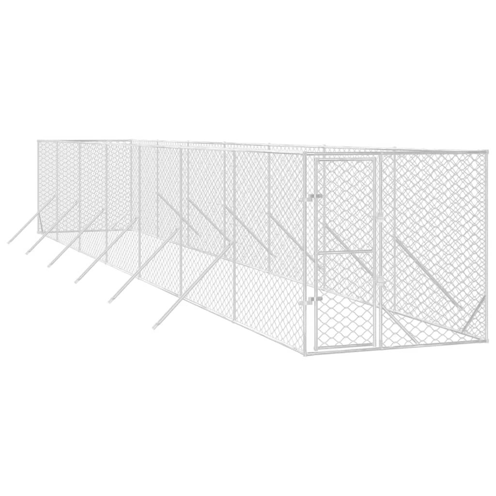 vidaXL Perrera de exterior acero galvanizado plateado 4x4x2 m, , large Imagen numero 21