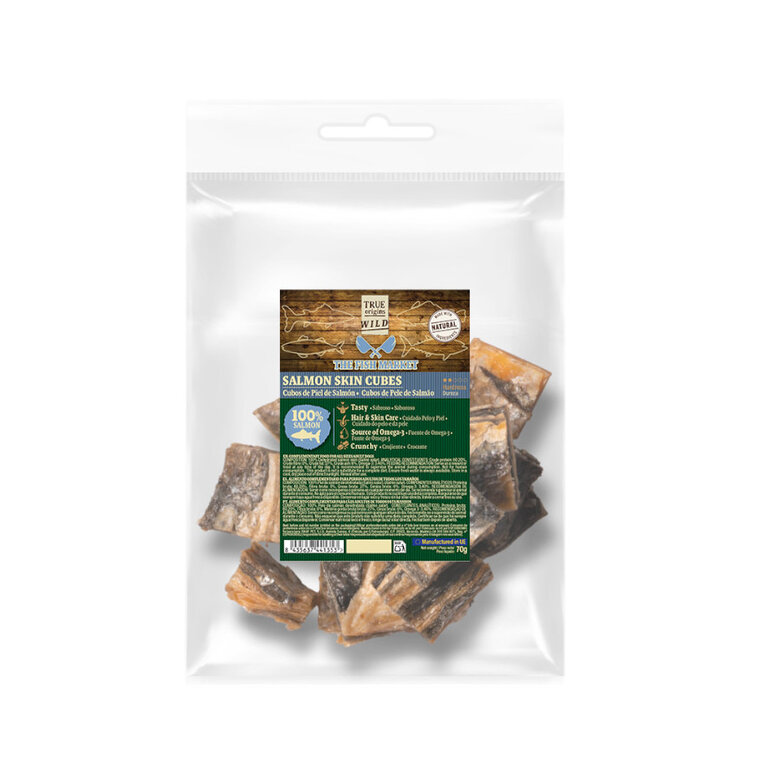 4 uds. x 70 g True Origins Cubos Piel de Salmón Snack para perros ¡Pack Ahorro!