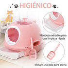 PawHut caja de arena para gatos abatible bandeja extraíble y pala rosa, , large image number null