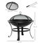 Outsunny Brasero Exterior de Metal &Oslash;56 cm Cuenco de Fuego de Jard&iacute;n con Tapa Protectora contra Chispas y Atizador para Hogueras Le&ntilde;as Terraza Camping Fiestas Negro, , large indicador imagen numero 3