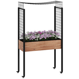 Outsunny Mesa De Cultivo Con Ruedas Marrón 