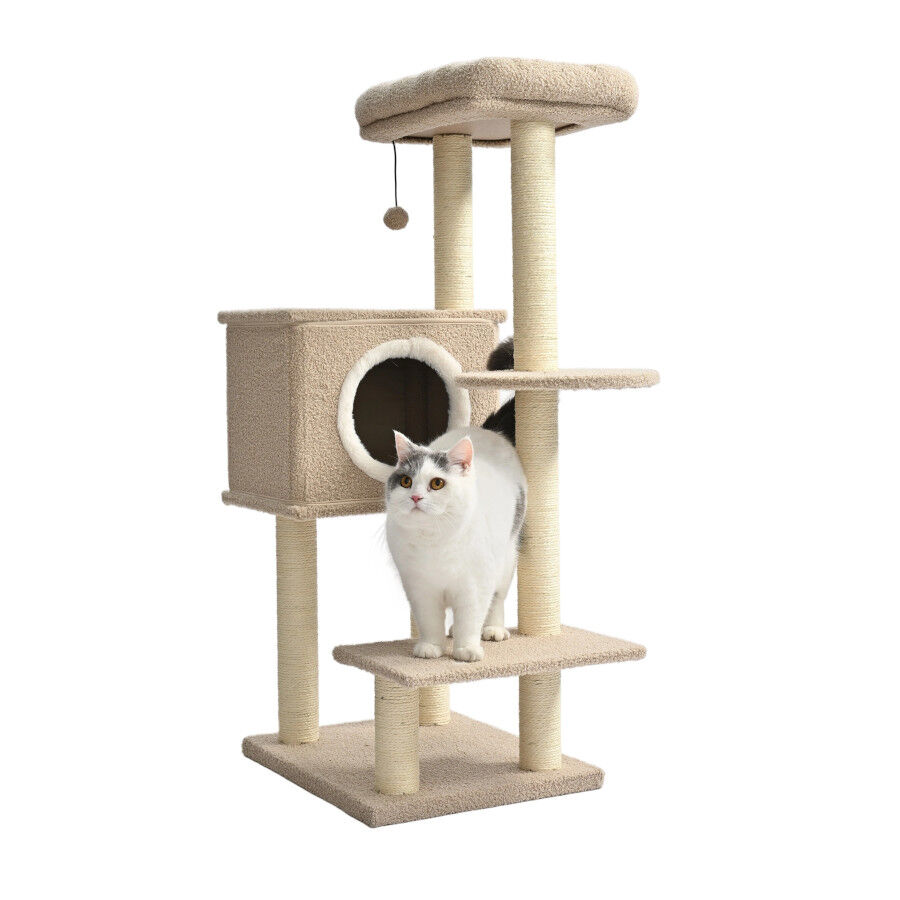 Leeby Boucle Collection &aacute;rbol rascador con cama nido y juguete para gatos, , large Imagen numero 6