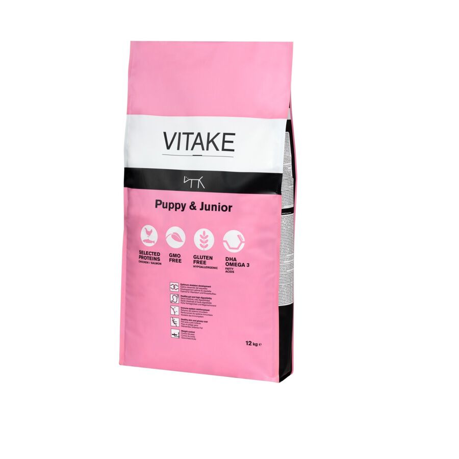 Pienso para cachorros Vitake Puppy y Junior sabor pollo