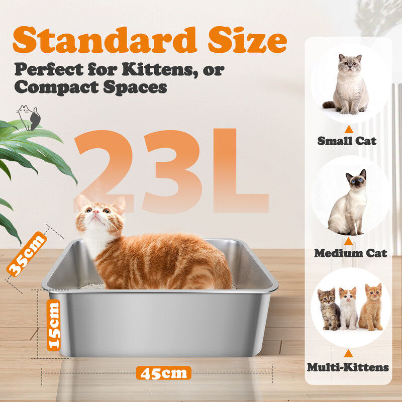 Nobleza Arenero de Acero Inoxidable para Gatos XXL &ndash; 70&times;50&times;15 cm, Borde Alto, Antideslizante &ndash; No Absorbe Olores &ndash; Ideal para Gatos Muy Grandes y M&uacute;ltiples Mascotas, , large Imagen numero 7