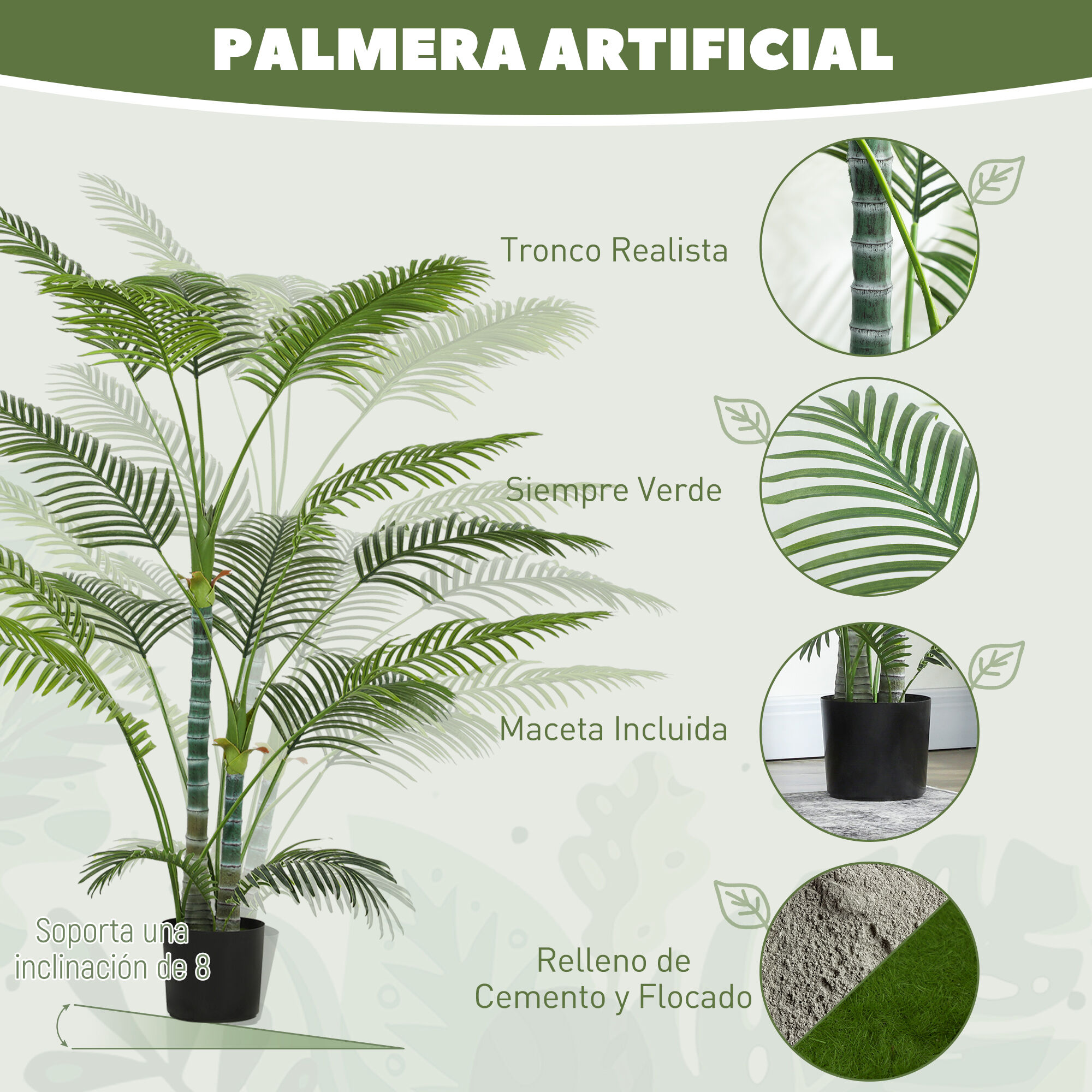 HOMCOM Palmera Artificial Verde thumbnail