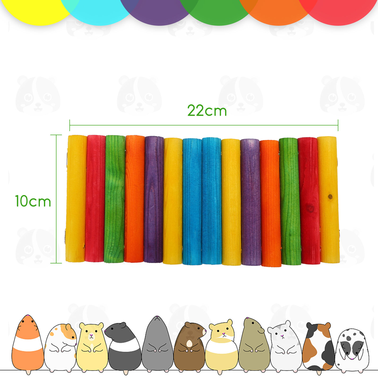 Nobleza - Puente colgante de juguete para h&aacute;msters - Escalera de madera de escalada larga con colores del arco iris para h&aacute;msters, ratones, jerbos y ratas, , large Imagen numero 4