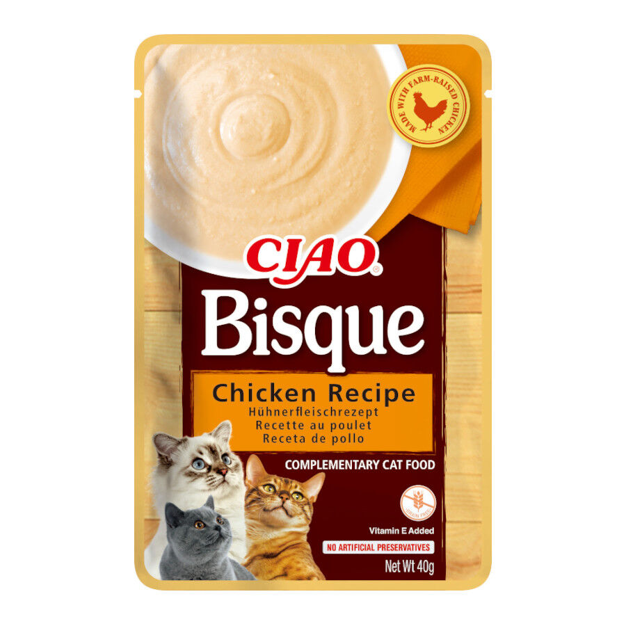 40 g Ciao Bisque Snack cremoro pollo para gatos, , large Imagen numero 1
