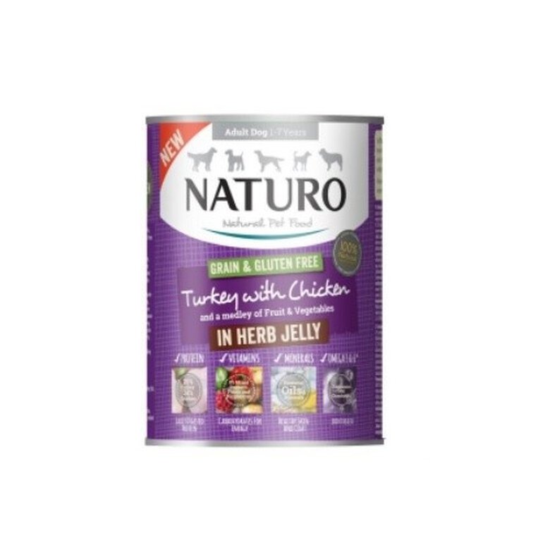 Naturo alimento húmedo natural lata de pavo y pollo para perros, , large image number null