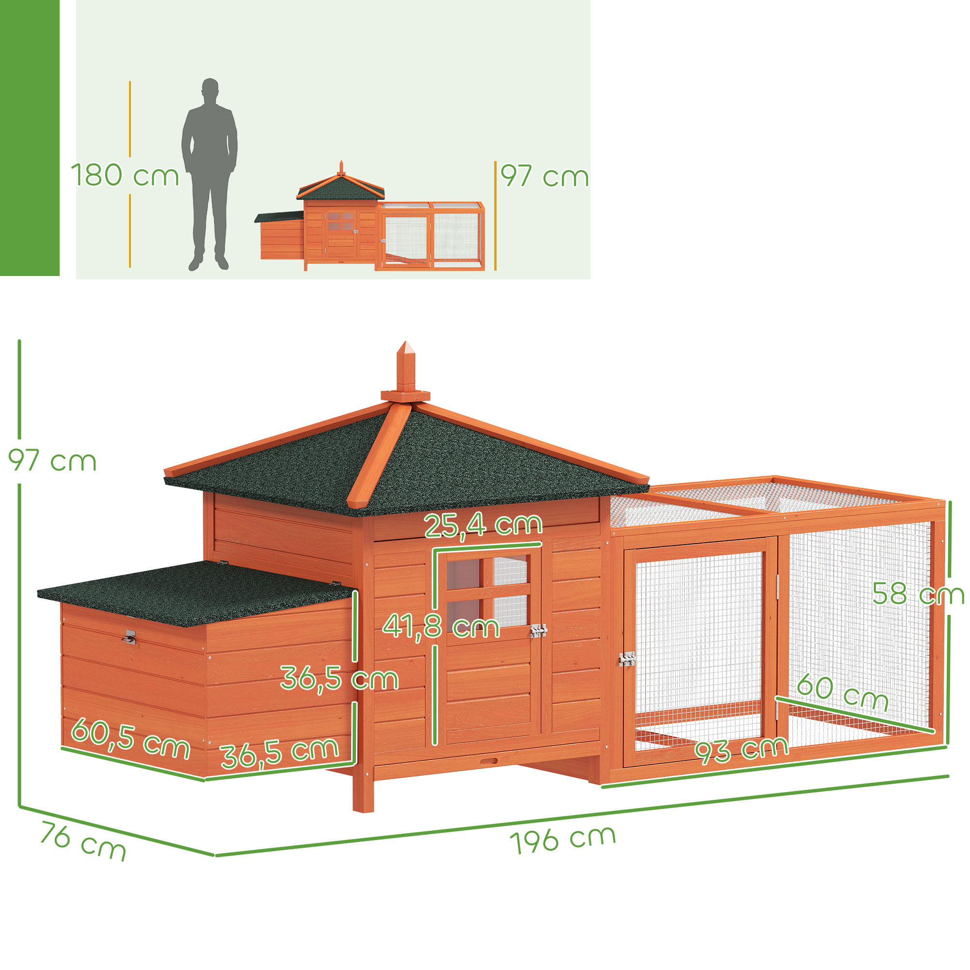 PawHut Gallinero Naranja, , large Imagen numero 3