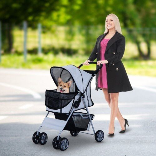 Cochecito plegable PawHut para mascotas color Gris thumbnail