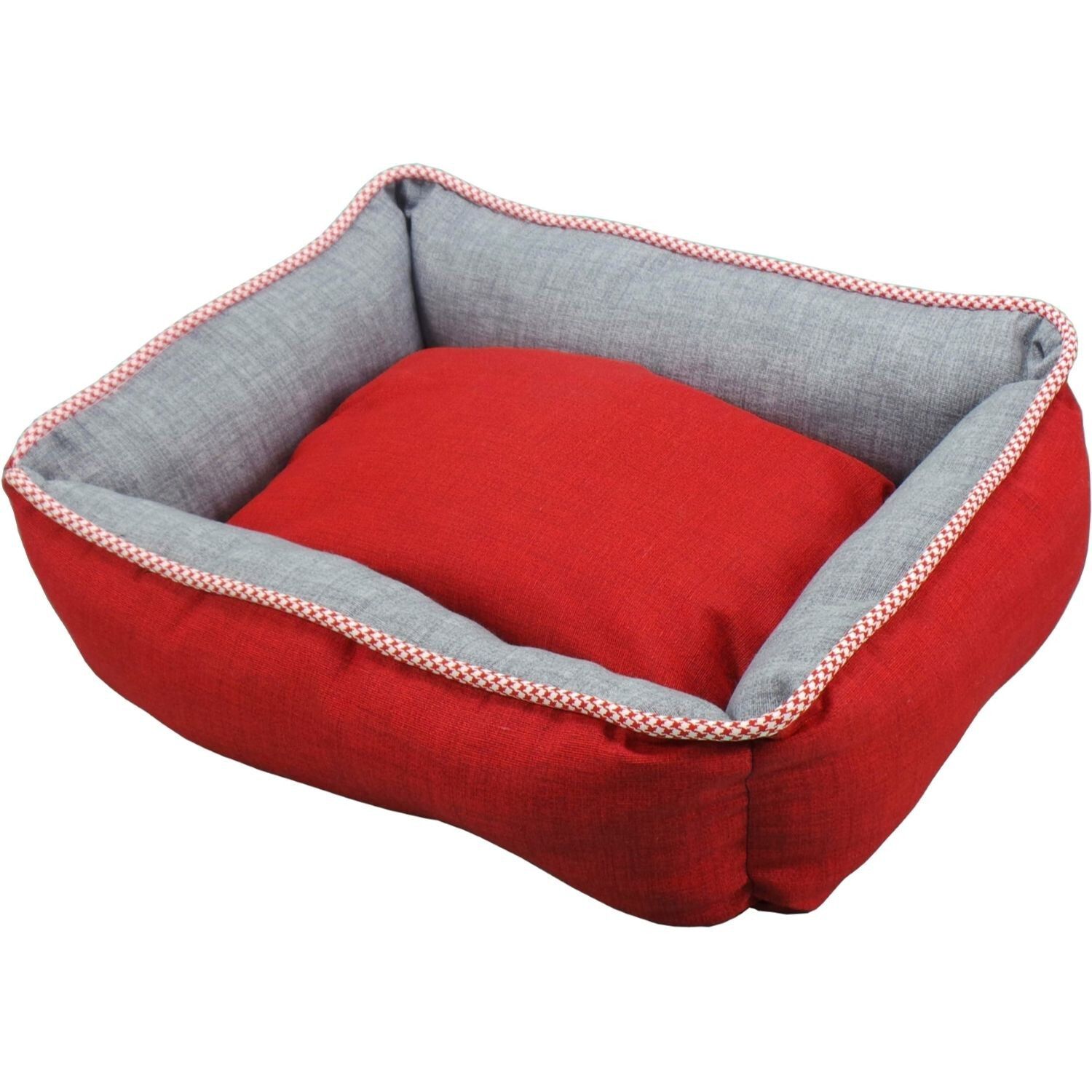 Cama Cuna Cuadrada Bicolor Reversible T3 60x50  Rojo/Gris, , large Imagen numero 1