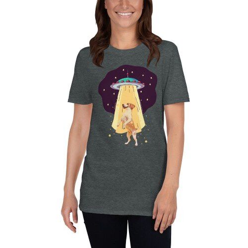 Mascochula camiseta mujer abduction personalizada con tu mascota gris oscuro thumbnail