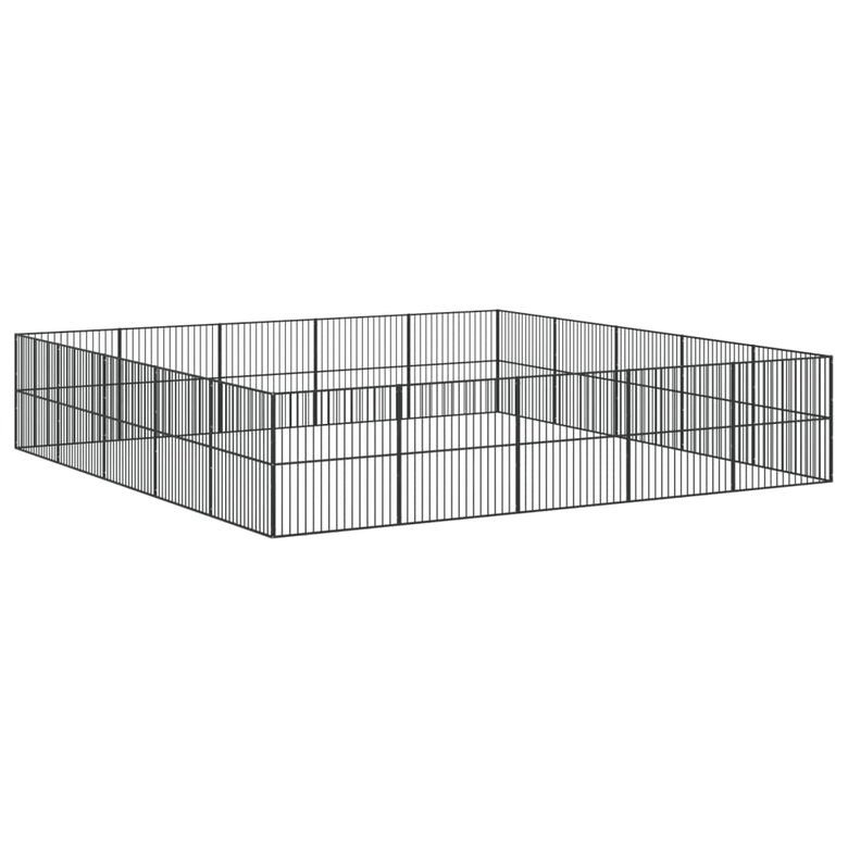 vidaXL Corralito para perros con 12 paneles acero galvanizado negro