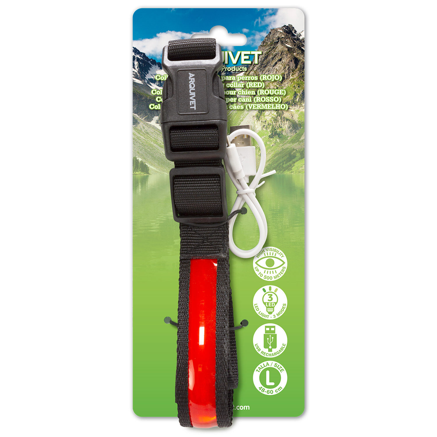 Collar Luminoso LED Rojo - talla M 38-50cm/2,5cm, , large Imagen numero 3