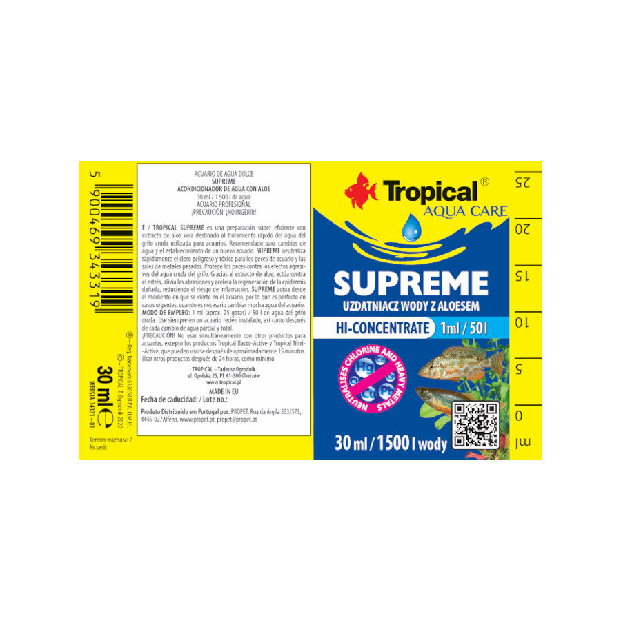 Tropical Supreme Acondicionador de Agua con Aloe para acuarios de agua dulce. thumbnail