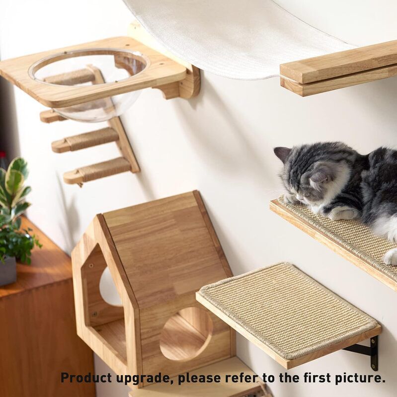 Fukumaru Casa de Pared para Gatos de Madera Natural 40&times;30&times;45,7 cm | T&uacute;nel con 3 Orificios 16 cm | Estilo Natural | Compatible con Wall Jungle, , large Imagen numero 5