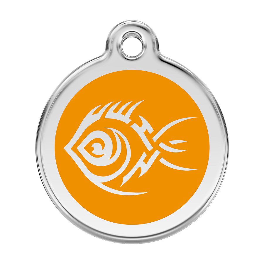 Placa identificativa Acero Inoxidable Esmalte Tribal Pez Naranja para perros, , large Imagen numero 1