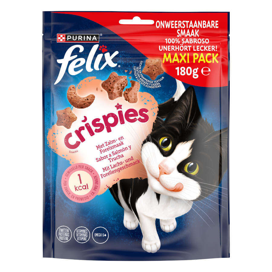 Felix Crispies Bocaditos de Salmón y Trucha Maxi para gatos