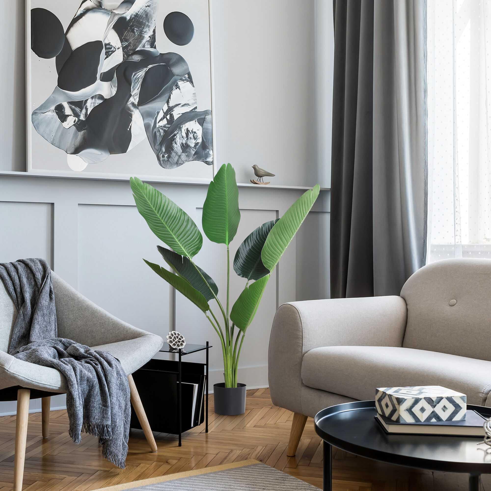 Outsunny Planta de Palma Artificial Verde para Exterior thumbnail