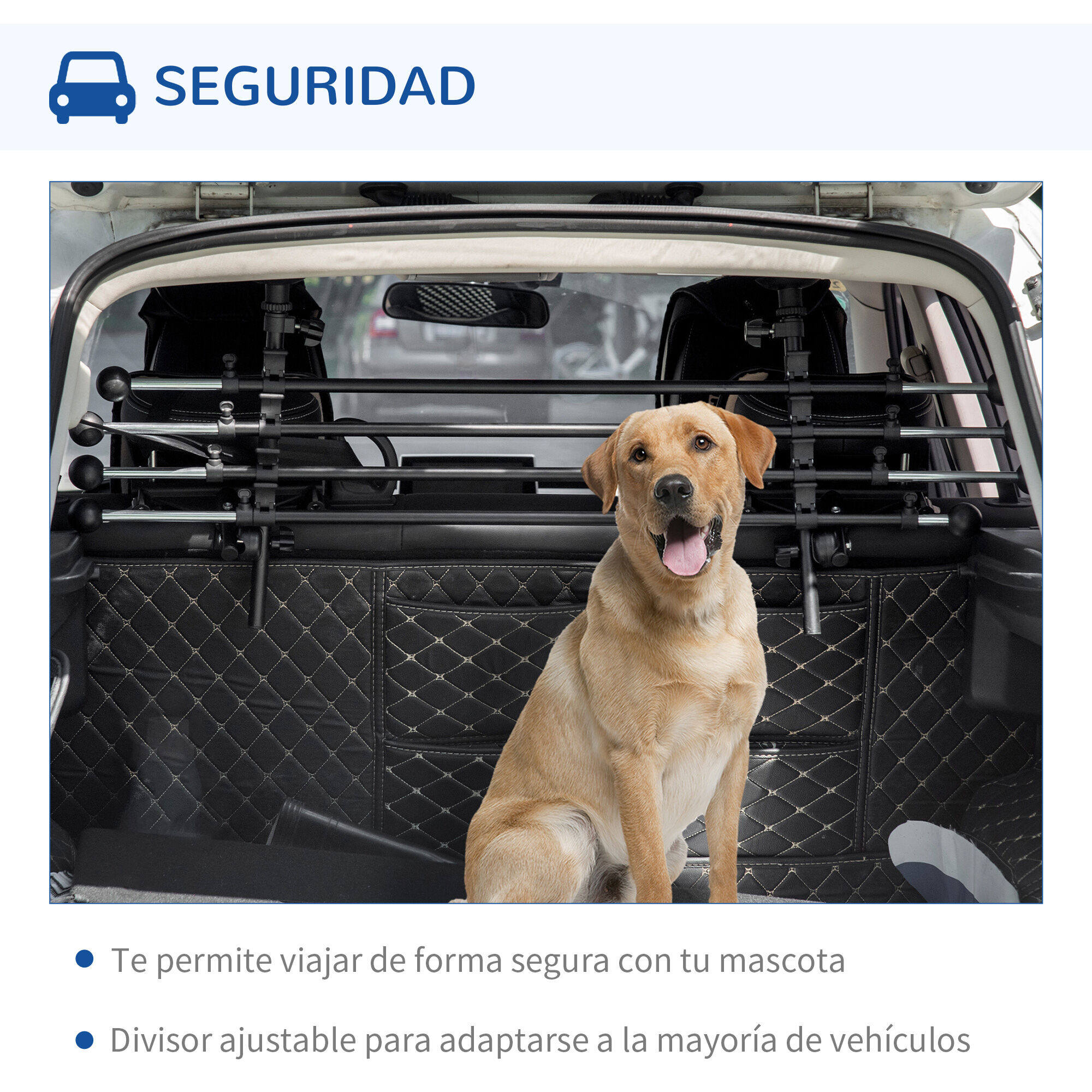 PawHut Reja de Seguridad de Coche para Perros Ajustable, , large Imagen numero 5