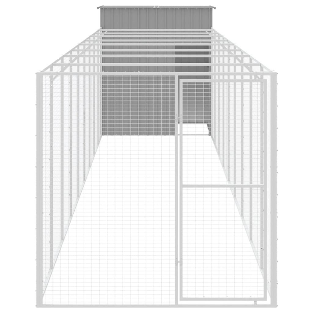vidaXL Caseta perro corral acero galvanizado gris claro 165x1271x181cm, , large Imagen numero 6