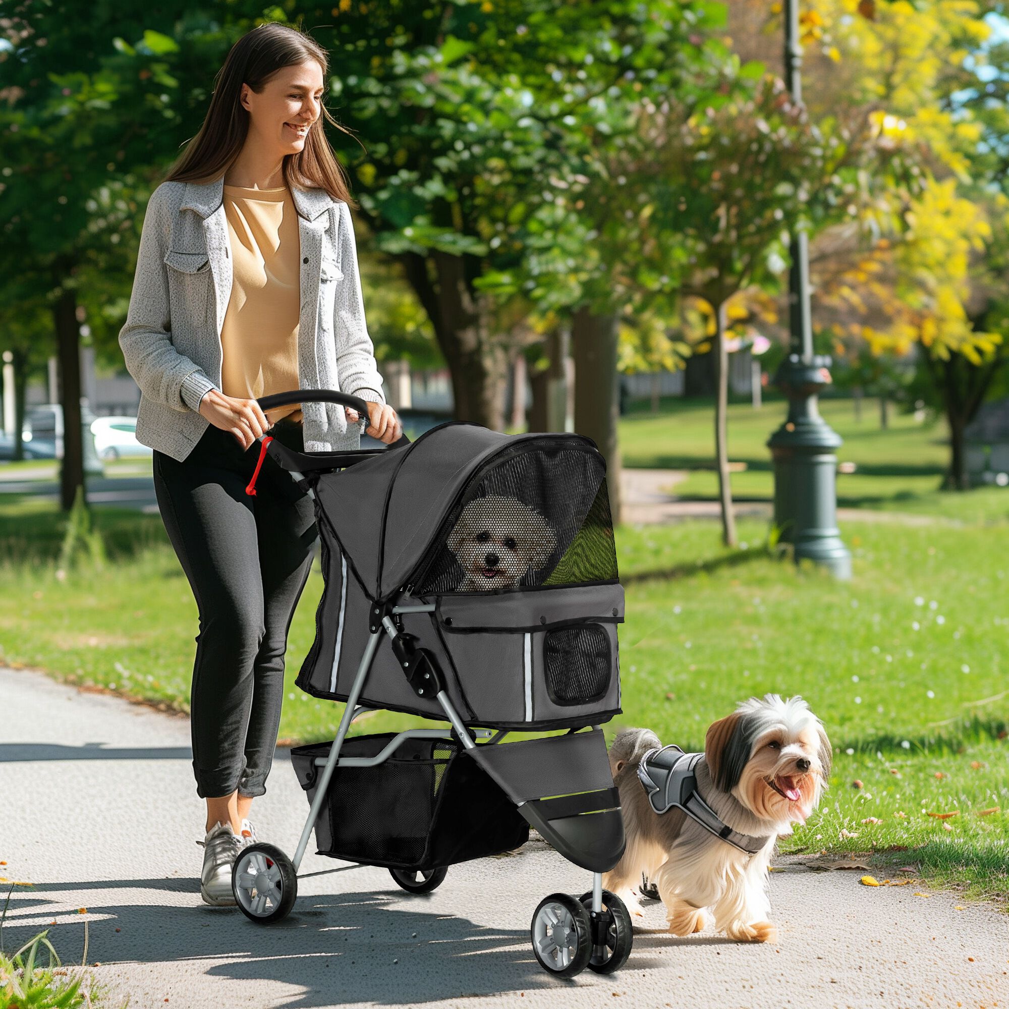 PawHut Carrito para Perros Gris Oscuro, , large Imagen numero 2