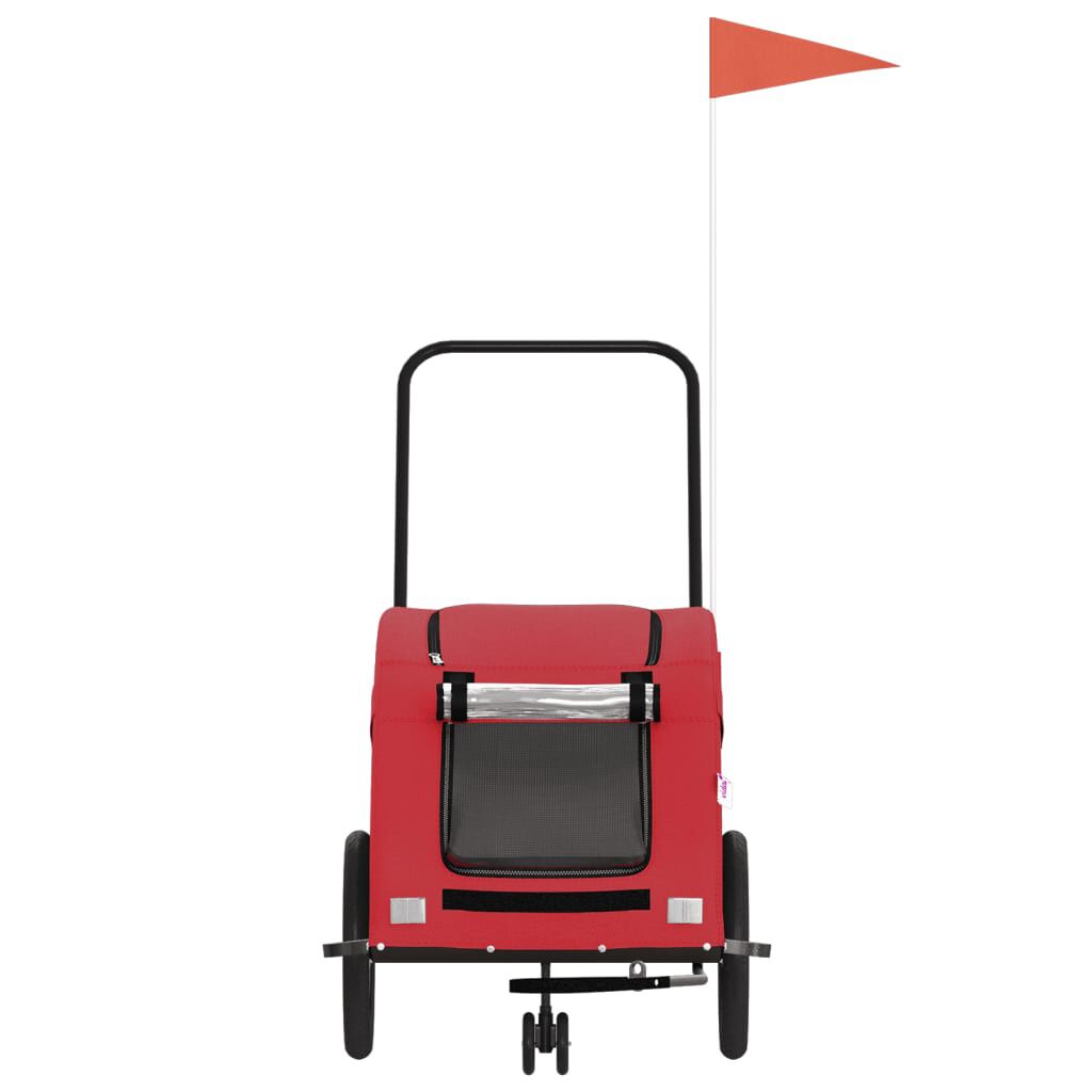 vidaXL Remolque de bicicleta para perros hierro y tela Oxford rojo, , large Imagen numero 12